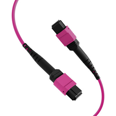 Fiber kábel MTP-MTP, 10m Duplex OM4(50/125µm), LSOH, 3mm, Trunk Cable, fialový, Typ-B