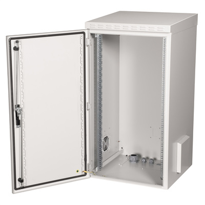 19" Rack na stenu 22U, sivý, 1157x600x600mm (HxWxD), RAL7035, IP55, vonkajší, odnímateľné bočnice