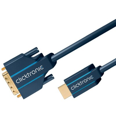 Kábel DVI-D/HDMI M/M 15m, Single-Link, 1920x1080@60Hz, modrý, G pozl. konektor, C