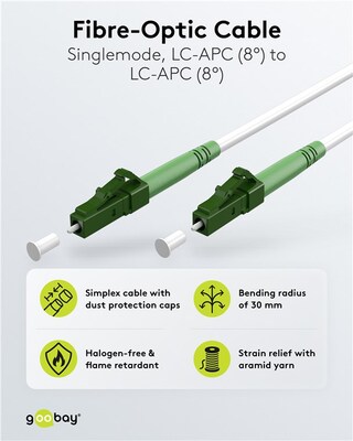 Fiber kábel LC/APC-LC/APC, 1m Simplex OS2(9/125µm), LSOH, 3mm, biely