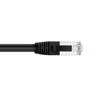 S/FTP (PiMF) Patchkábel 0.2m cat.6a, čierny, Cu, predlžovací M/F