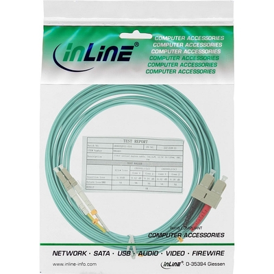 Fiber kábel LC-SC, 20m Duplex OM3(50/125µm), LSOH, 3mm, tyrkysový