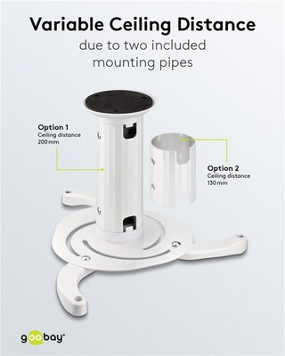 Držiak pre projektor, stropný, max 10kg, dĺžka 130/200mm, max rozteč 32cm, biely
