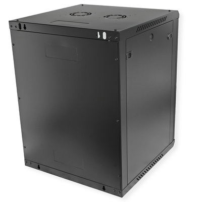 19" Rack na stenu 15U, čierny, 779x600x600mm (HxWxD), odnímateľné bočnice