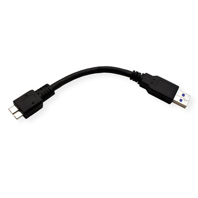 Kábel USB 3.2 Gen 1, A-MICRO-B(3.0) M/M 0.15m, 5Gbps, čierny