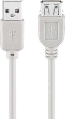 Kábel USB 2.0 A-A M/F 0.6m, High Speed, predlžovací, sivý