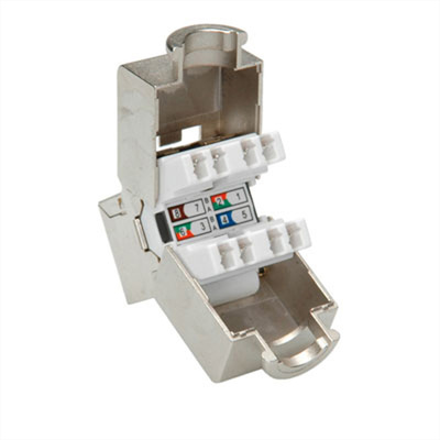 Konektor Keystone cat.6, tienený, strieborný, beznástrojový (toolless)