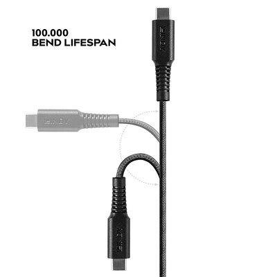 Kábel USB 3.2 Gen 1, Typ C CM/"Lightning" pre Apple, 2m, High Speed, posilnený, čierny s MFI cert.