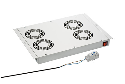 19" Ventilačná jednotka, stropná, 4 vetráky, sivá