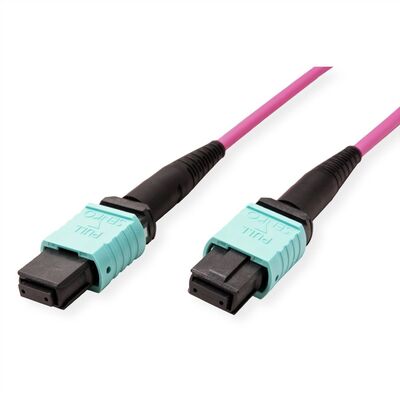 Fiber kábel MPO-MPO, 10m Duplex OM4(50/125µm), LSOH, 4.5mm, Trunk Cable, fialový, Typ-A