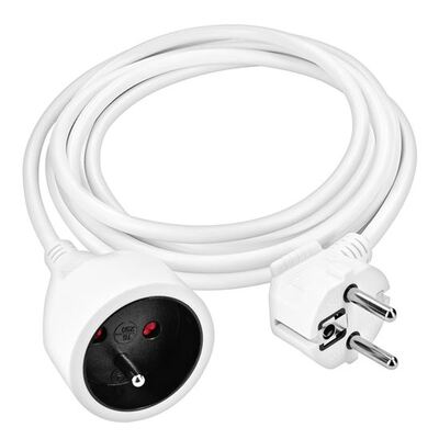 Predlžovačka 3m s 1 zásuvkou, 1.00mm², biela
