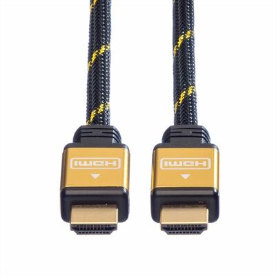 Kábel HDMI M/M 5m, High Speed+Eth, 4K@30Hz, HDMI 1.4,G pozl. kon., čierny/zlatý, Gold