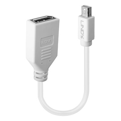 Adaptér mini DisplayPort - DisplayPort, M/F, v1.1, 4K@60Hz, 20cm, biely