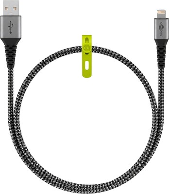 Kábel USB "Lightning" pre Apple, 1m, High Speed, čierny/sivý