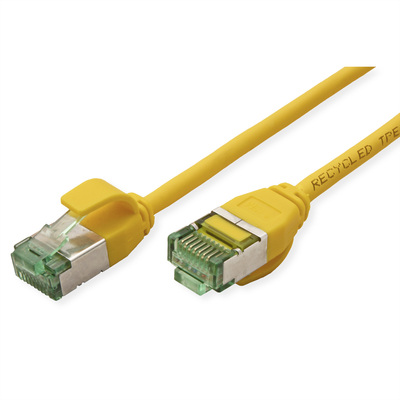 U/FTP Patchkábel TPE 0.15m cat.6a, žltý, slim, Cu, Flex Cable, Roline Recycled Material