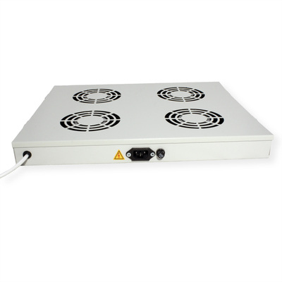 19" Ventilačná jednotka, 4 vetráky, 1U, s termostatom, sivá