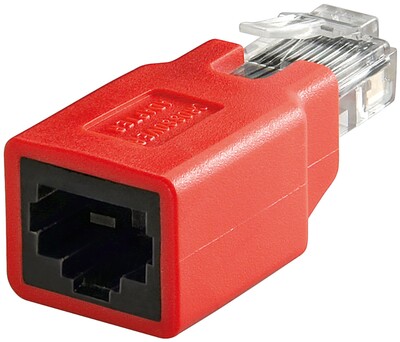 Adaptér RJ45 M/F cross/krížená, netienený, cat.5e, červený