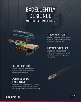 Kábel HDMI M/M 15m, High Speed+Eth, 4K@60Hz, HDMI 2.0, 18G, pozl. konektor, modrý, C