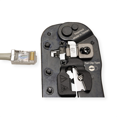 Kliešte krimpovacie na konektor RJ45 (8P8C), s nastavitelnou čeľustou pre konektor na lanko / drôt