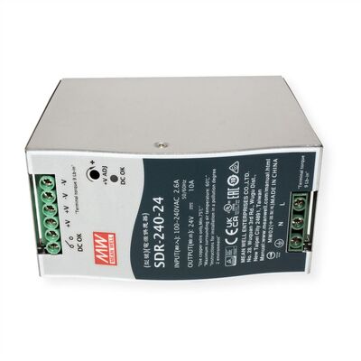 Napájací zdroj MEAN WELL SDR-240-24, montáž na DIN, 240W, 24V DC, 63x125.2x113.5 mm