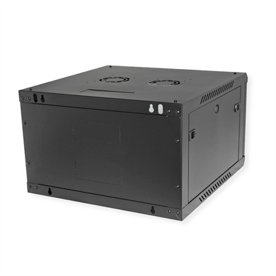 19" Rack na stenu 6U, čierny, 379x600x600mm (HxWxD), odnímateľné bočnice