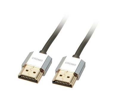 Kábel HDMI/HDMI micro M/M 1m, High Speed+Eth, 4K@60Hz, HDMI 2.0, G, sivý, Slim, Cromo