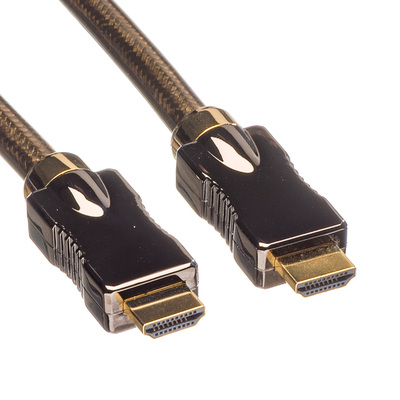 Kábel HDMI M/M 2m, High Speed+Eth, HDMI 2.0, 4K@60Hz 18G, pozl. konektor, čierny