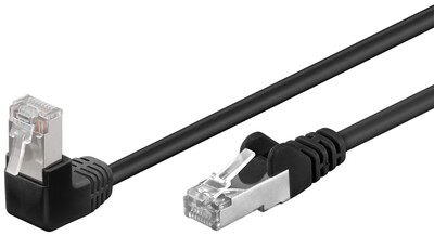 FTP Patchkábel 1m cat.5e, čierny, CCA, zahnutý (1x90°)