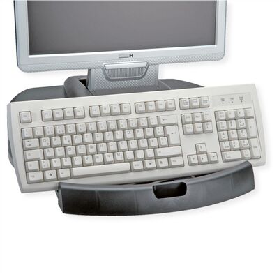 Stojan/podstavec na LCD monitor/notebook, čierny so zásobníkmi, TREND