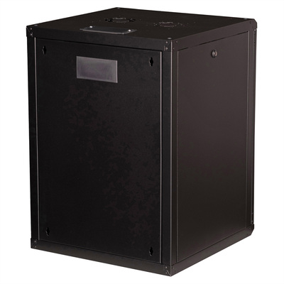 19" Rack na stenu 16U, čierny, 818x600x600mm (HxWxD), RAL9005, PRO, odnímateľné bočnice