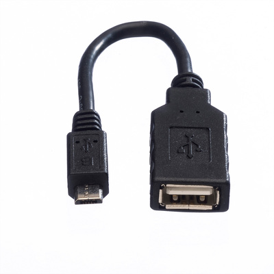 Kábel USB 2.0 A-MICRO-B F/M 0.15m, High Speed, OTG, čierny