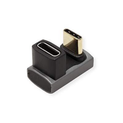 Adaptér USB 4 Gen 3x2, Typ C, C-C M/F, 40Gbps, zahnutý 360°, PD 240W, sivý/čierny