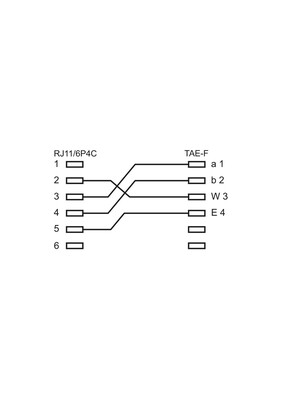 Adaptér telefónny RJ11/TAE F M/F kábel 0.2m, čierny, 10ks/bal