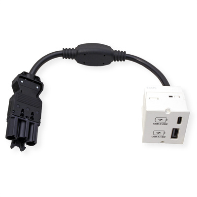 Modul pre BACHMANN, nabíjací/charger, 2xUSB (USB A + USB Typ C), 22W, 0.2m, GST18, biely