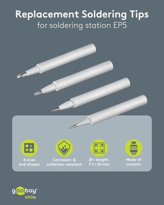 Spájkovacie hroty pre spájkovačku EP5 s LCD, set 4ks/bal