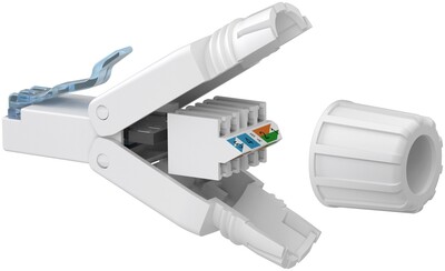 Konektor 8/8 RJ45 cat.6a, 10Gbit, netienený, na drôt, montáž bez klieští AWG 22-24, biely