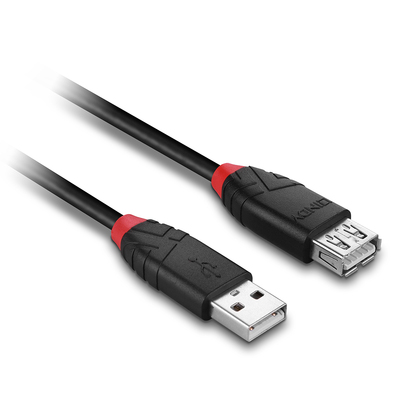 Kábel USB 2.0 A-A M/F 5m, High Speed, predlžovací, čierny, aktívny, slim