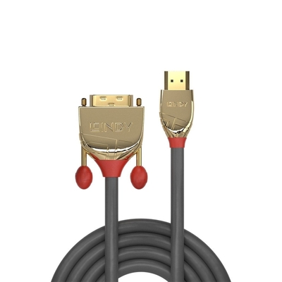 Kábel DVI-D/HDMI M/M 5m, Single-Link, 1920x1080@60Hz, sivý, G pozl. konektor, Gold Line
