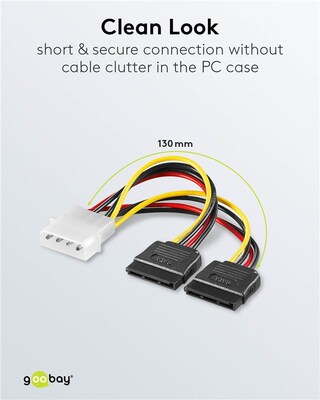 Kábel napájací interný 5,25 Molex M na 2x SATA F