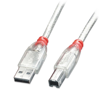 Kábel USB 2.0 A-B M/M 0.2m, High Speed, transparentný