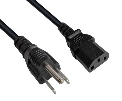 Kábel sieťový 230V, vidlica (NEMA 5-15P) US priama - C13, 1m, 0.83mm², 10A, čierny