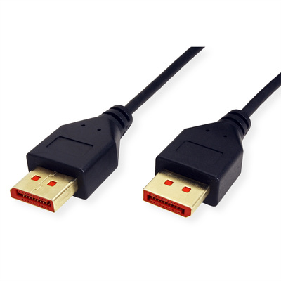 Kábel DisplayPort M/M 1m, 8K@60Hz, DP v1.4, 32.4Gbit/s, čierny, pozl. konektor, slim