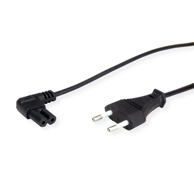 Kábel sieťový 230V, 2pin vidlica (CEE7/16) priama - C7 (2pin) zahnutý, 1.8m, 0.75mm², 2.5A, čierny