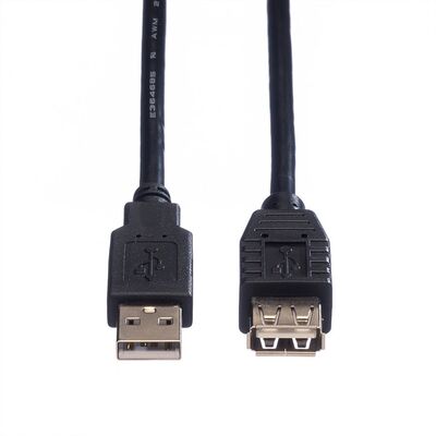 Kábel USB 2.0 A-A M/F 0.8m, High Speed, predlžovací, čierny