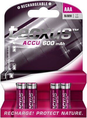 Batéria Tecxus nabíjacia AAA (4ks) 1.2V 600mAh NiMH (HR03) 4BL
