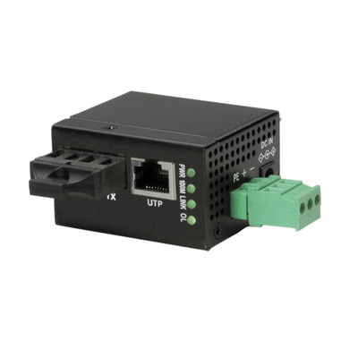 Optický konvertor RJ45 - SC, 100Mbit, Multimode OM, max. 2km, priemyselný, čierny