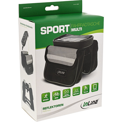 Cyklotaška na rám, držiak pre Smartelefóny, čierna + sivé reflexné prvky