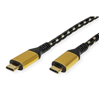Kábel USB 4 Gen 3x2, Typ C CM/CM 1m, 40Gbps, PD 100w 20V5A, čierny/zlatý, Gold