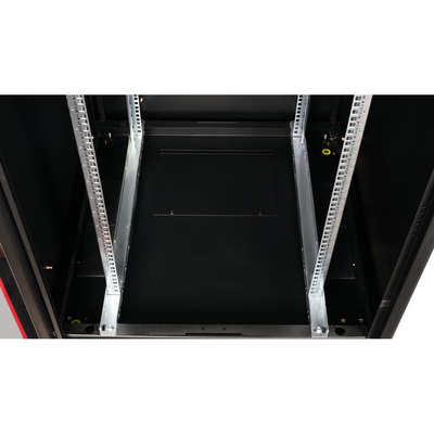 19" Rack na podlahu 42U, 2010x800x800mm (HxWxD), BASIC, sklenené dvere, čierny