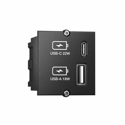 Modul pre BACHMANN, nabíjací/charger, 2xUSB (USB A + USB Typ C), 22W, 0.2m, GST18, čierny